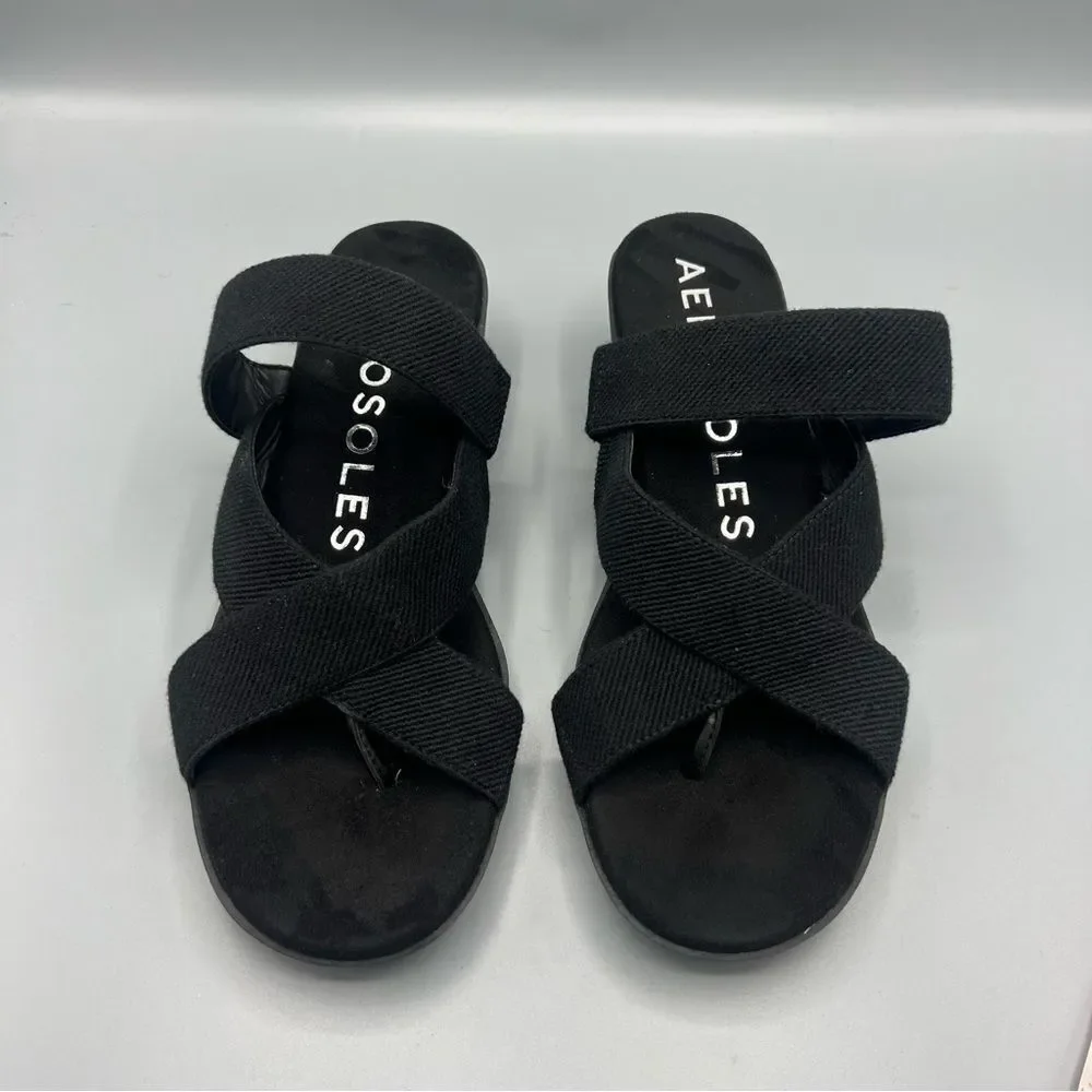 Aerosoles Ilona Women's Black Wedge Thong Sandals